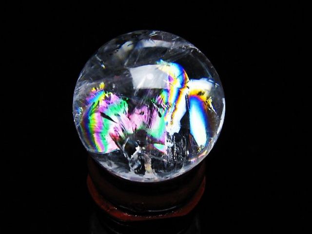 虹入りヒマラヤ水晶丸玉 28mm [T317-5106]