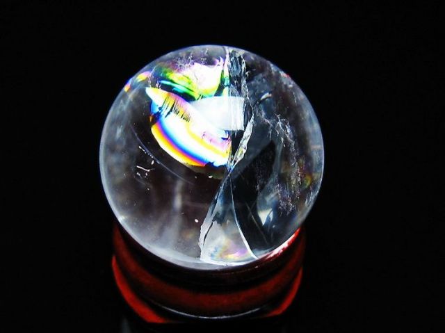 虹入りヒマラヤ水晶丸玉 26mm [T317-5192]