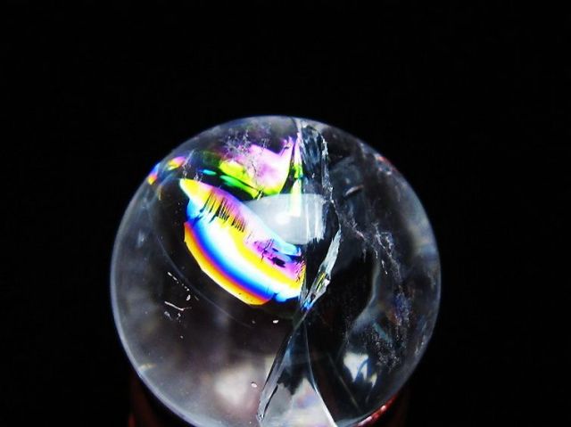虹入りヒマラヤ水晶丸玉 26mm [T317-5192]