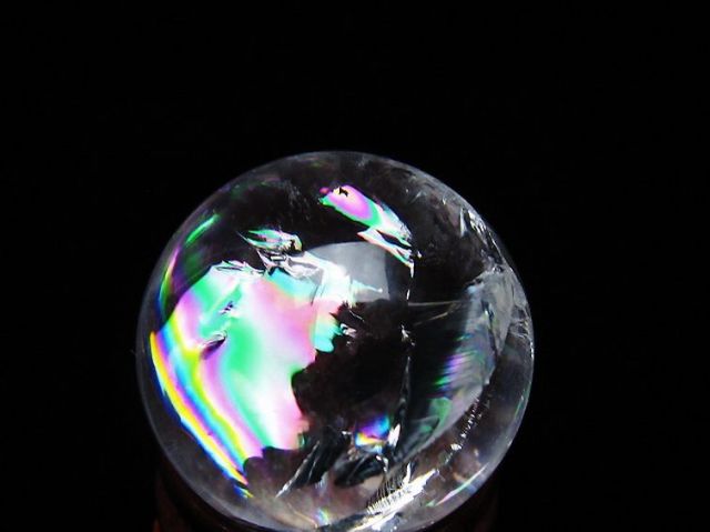 虹入りヒマラヤ水晶丸玉 25mm [t317-5366]