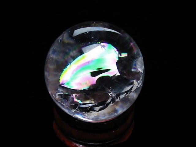 虹入りヒマラヤ水晶丸玉 27mm [t317-5375]