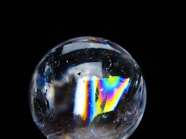 虹入りヒマラヤ水晶丸玉 28mm [t317-5383]