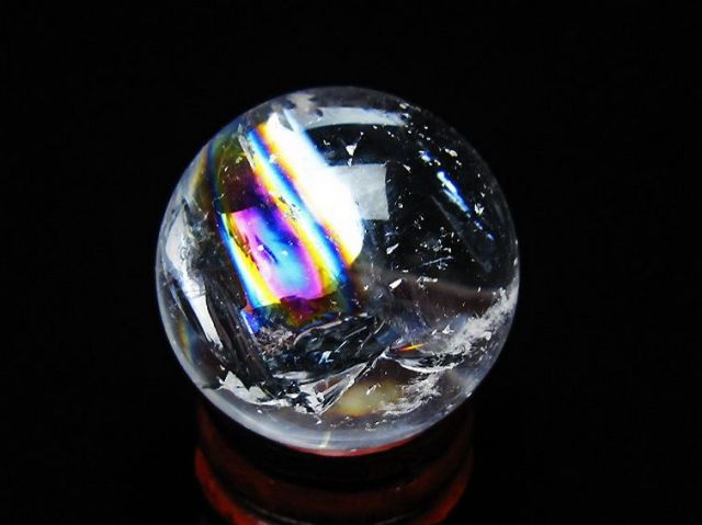 虹入りヒマラヤ水晶丸玉 28mm [t317-5383]