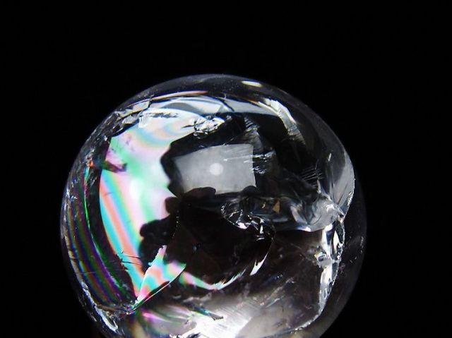 虹入りヒマラヤ水晶丸玉 28mm [t317-5396]