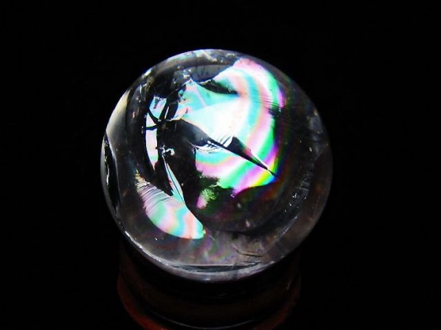 虹入りヒマラヤ水晶丸玉 27mm [t317-5409]