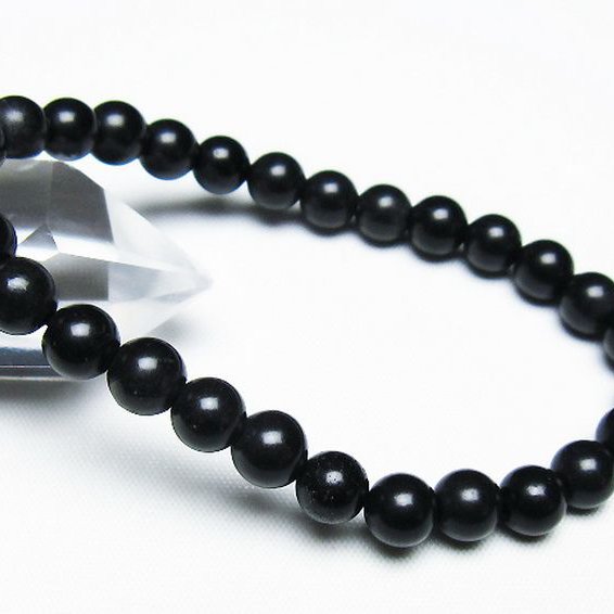 北海道上ノ国町産 ブラックシリカブレスレット 7mm [T325-5152]