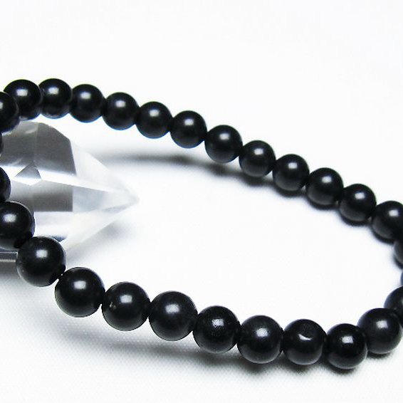 北海道上ノ国町産 ブラックシリカブレスレット 7mm [T325-5157]