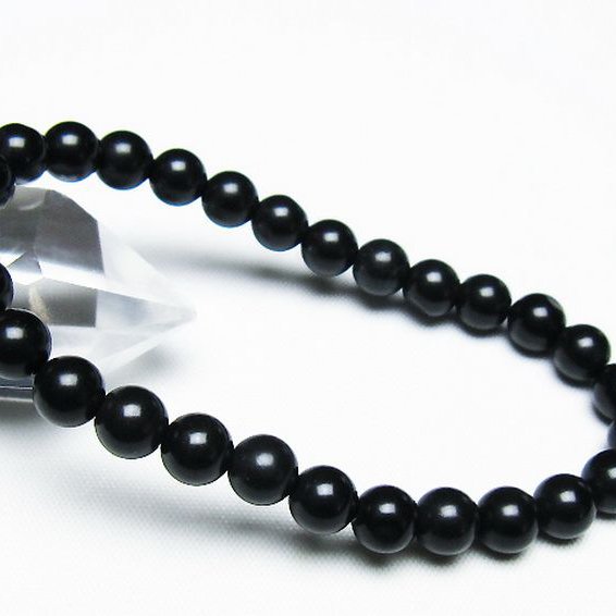 北海道上ノ国町産 ブラックシリカブレスレット 7mm [T325-5164]