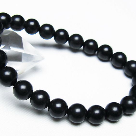 北海道上ノ国町産 ブラックシリカブレスレット 8mm [T325-5194]