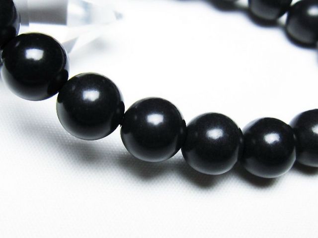 北海道上ノ国町産 ブラックシリカブレスレット 10mm [T325-5223]