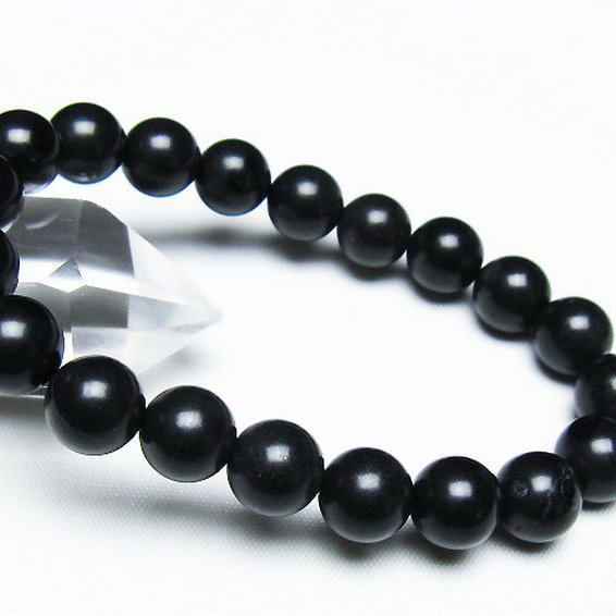 北海道上ノ国町産 ブラックシリカブレスレット 10mm [T325-5233]