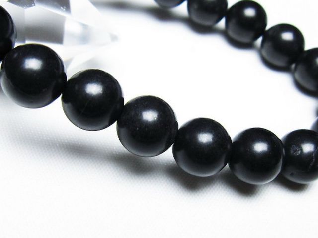 北海道上ノ国町産 ブラックシリカブレスレット 10mm [T325-5233]