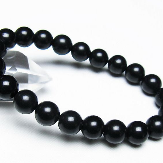 北海道上ノ国町産 ブラックシリカブレスレット 10mm [T325-5240]