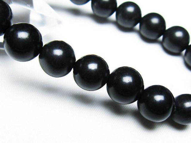 北海道上ノ国町産 ブラックシリカブレスレット 10mm [T325-5246]
