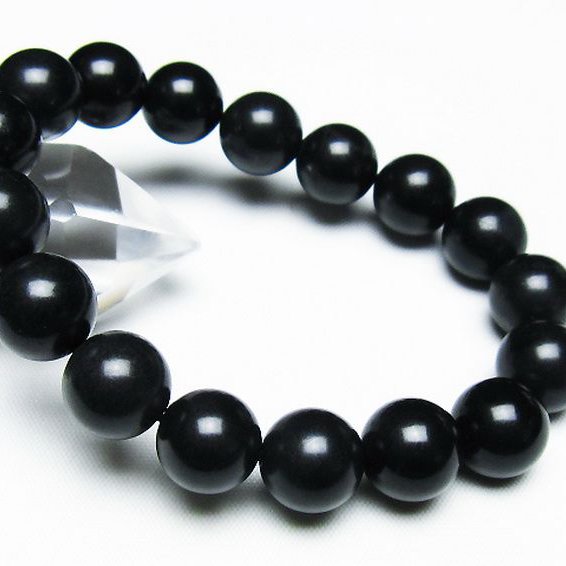 北海道上ノ国町産 ブラックシリカブレスレット 12mm [T325-5255]