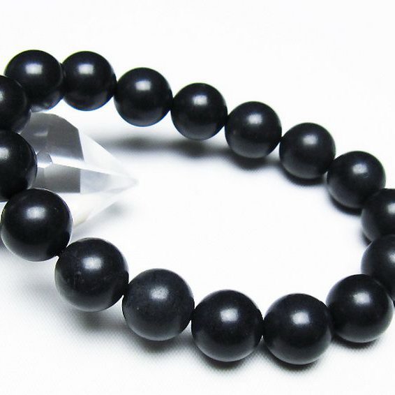 北海道上ノ国町産 ブラックシリカブレスレット 12mm [T325-5284]