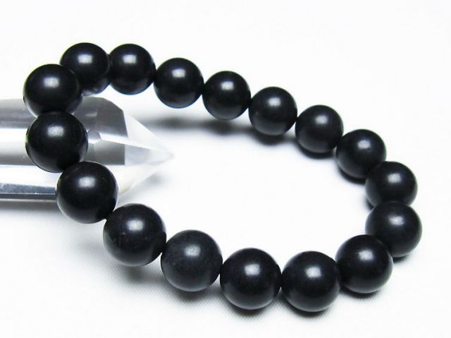 北海道上ノ国町産 ブラックシリカブレスレット 12mm [T325-5284]