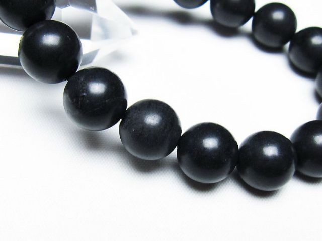 北海道上ノ国町産 ブラックシリカブレスレット 12mm [T325-5284]