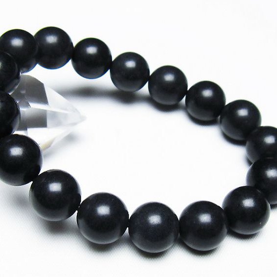 北海道上ノ国町産 ブラックシリカブレスレット 12mm [T325-5289]