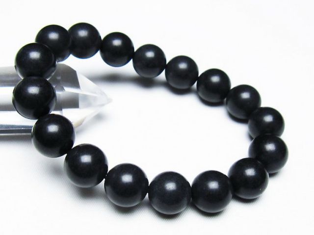 北海道上ノ国町産 ブラックシリカブレスレット 12mm [T325-5289]