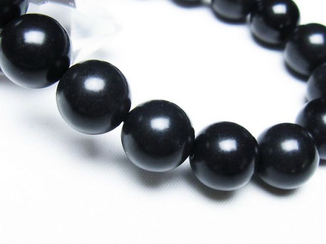 北海道上ノ国町産 ブラックシリカブレスレット 12mm [t325-5418]