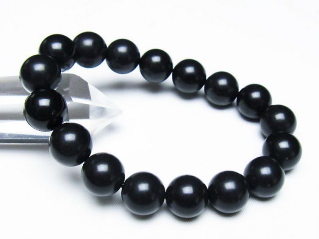 北海道上ノ国町産 ブラックシリカブレスレット 12mm [t325-5432]