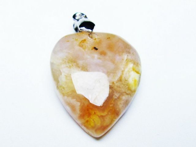 パワーストーン 天然石 桜メノウ チェリーブロッサムアゲート ハート ペンダント[T335-2309]3枚目