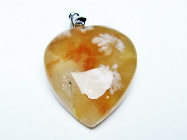 パワーストーン 天然石 桜メノウ チェリーブロッサムアゲート ハート ペンダント[T335-2432]3枚目
