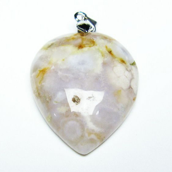 パワーストーン 天然石 桜メノウ チェリーブロッサムアゲート ハート ペンダント[T335-2482]