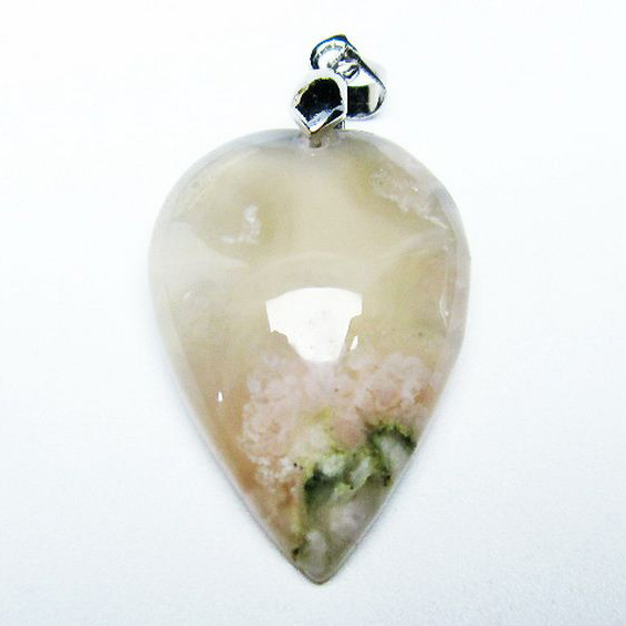 パワーストーン 天然石 桜メノウ チェリーブロッサムアゲート ハート ペンダント[T335-2563]