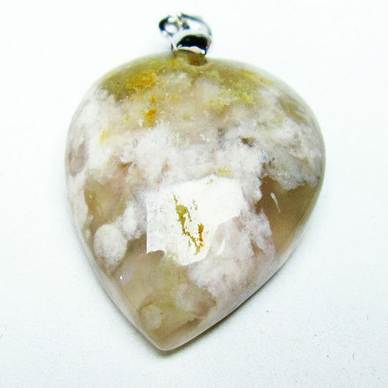 パワーストーン 天然石 桜メノウ チェリーブロッサムアゲート ハート ペンダント[T335-2596]