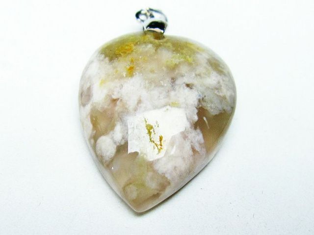 パワーストーン 天然石 桜メノウ チェリーブロッサムアゲート ハート ペンダント[T335-2596]1枚目