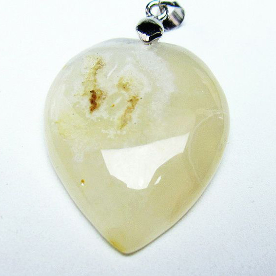 桜メノウ チェリーブロッサムアゲート ハート ペンダント[T335-2597]