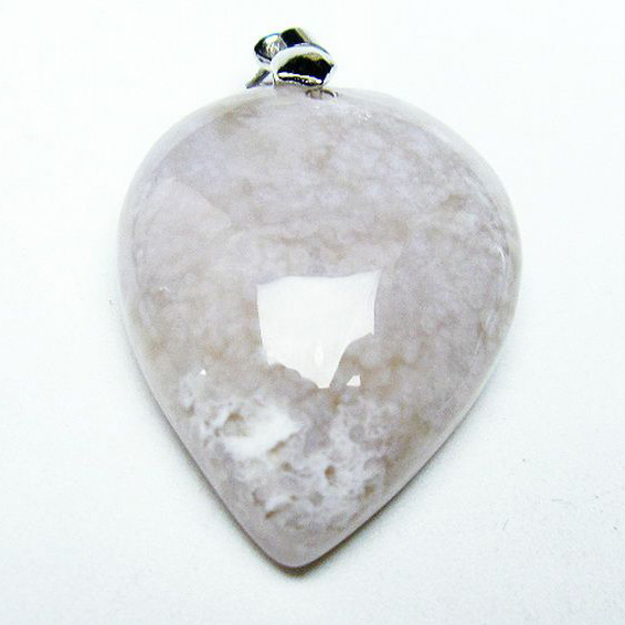 桜メノウ チェリーブロッサムアゲート ハート ペンダント[T335-2609]