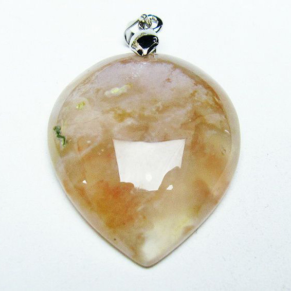 桜メノウ チェリーブロッサムアゲート ハート ペンダント[T335-2636]