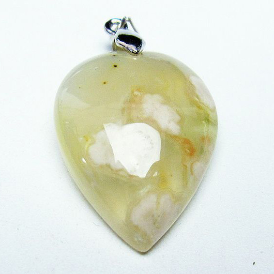 パワーストーン 天然石 桜メノウ チェリーブロッサムアゲート ハート ペンダント[T335-2646]