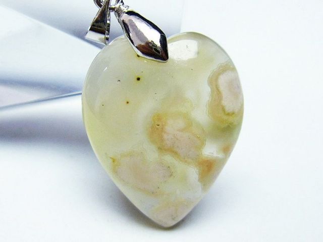 パワーストーン 天然石 桜メノウ チェリーブロッサムアゲート ハート ペンダント[T335-2646]2枚目