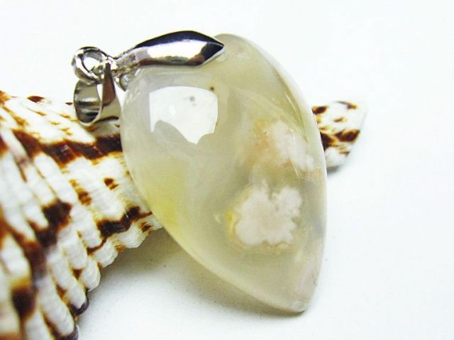 パワーストーン 天然石 桜メノウ チェリーブロッサムアゲート ハート ペンダント[T335-2646]3枚目