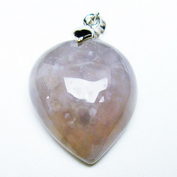 パワーストーン 天然石 桜メノウ チェリーブロッサムアゲート ハート ペンダント[T335-2701]