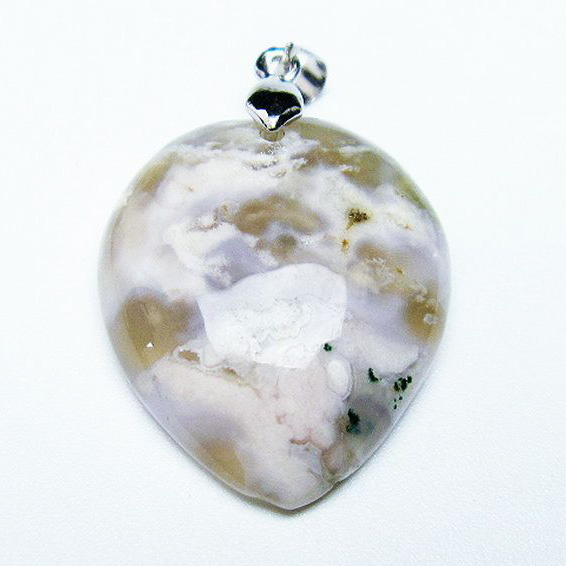 パワーストーン 天然石 桜メノウ チェリーブロッサムアゲート ハート ペンダント[T335-2782]