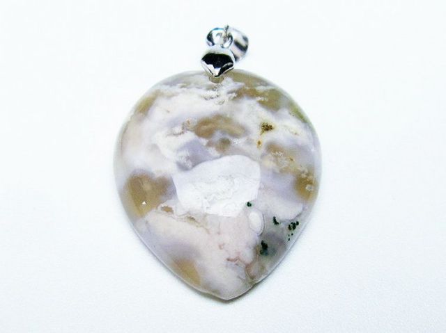 パワーストーン 天然石 桜メノウ チェリーブロッサムアゲート ハート ペンダント[T335-2782]1枚目