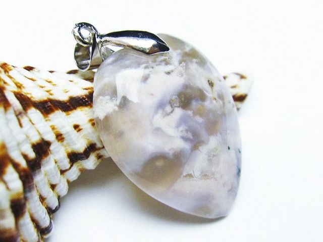 パワーストーン 天然石 桜メノウ チェリーブロッサムアゲート ハート ペンダント[T335-2782]3枚目