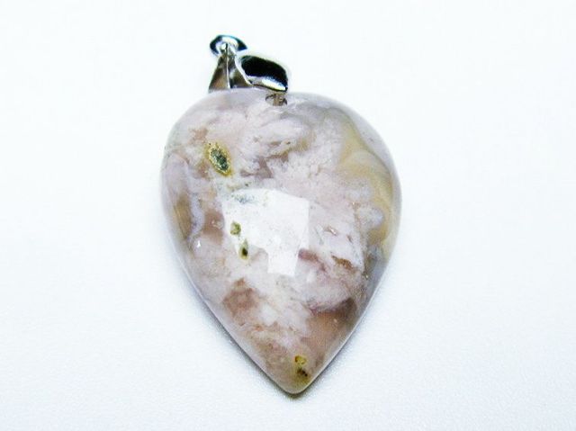 パワーストーン 天然石 桜メノウ チェリーブロッサムアゲート ハート ペンダント[T335-2843]1枚目