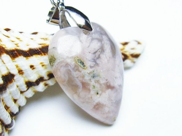 パワーストーン 天然石 桜メノウ チェリーブロッサムアゲート ハート ペンダント[T335-2843]3枚目