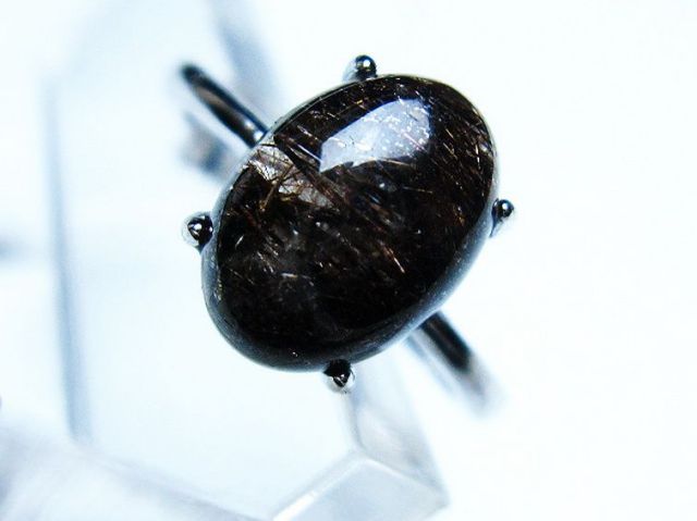 パワーストーン 天然石 ブラックルチルクォーツ指輪(14号)[T343-1118]