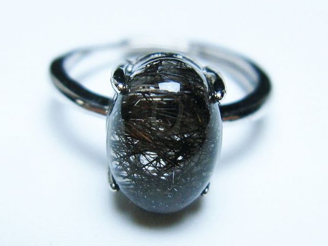 パワーストーン 天然石 ブラックルチルクォーツ指輪(14号)[T343