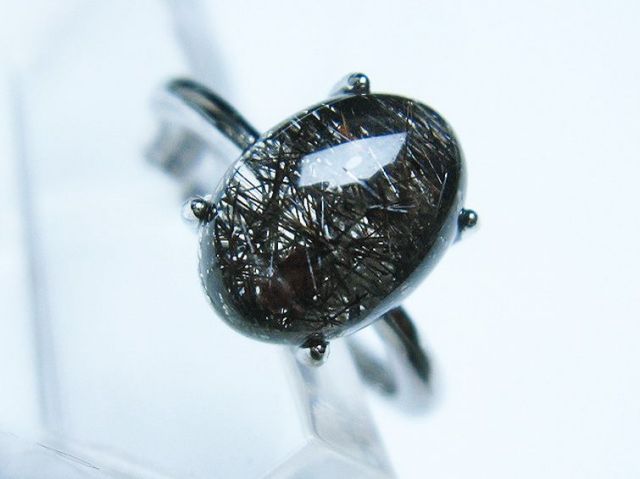 パワーストーン 天然石 ブラックルチルクォーツ指輪(14号)[T343-1247]