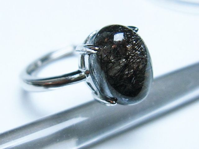 パワーストーン 天然石 ブラックルチルクォーツ指輪(14号)[T343-1247]