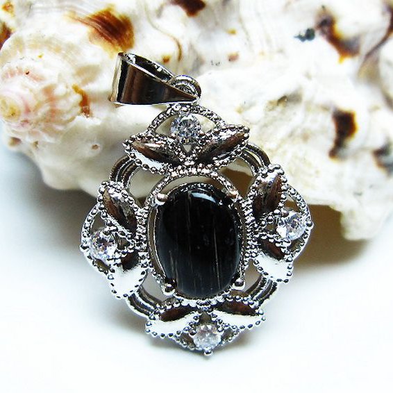 ブラックルチルクォーツペンダント [t343-1597]