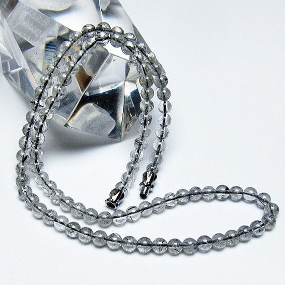 ブラックルチルクォーツネックレス 5mm [T354-5840]